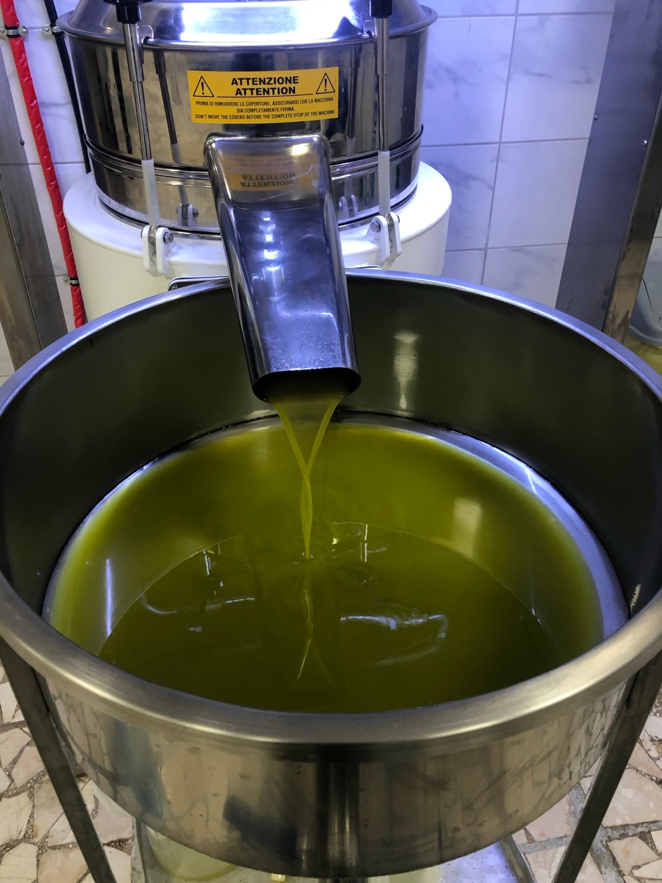 Fresh olive oil during production after the Vuno harvest